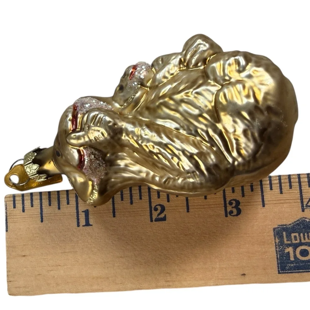 Discovery Store Gold Monkey Holding Baby Glass Ornament Christmas Tree Decor‎